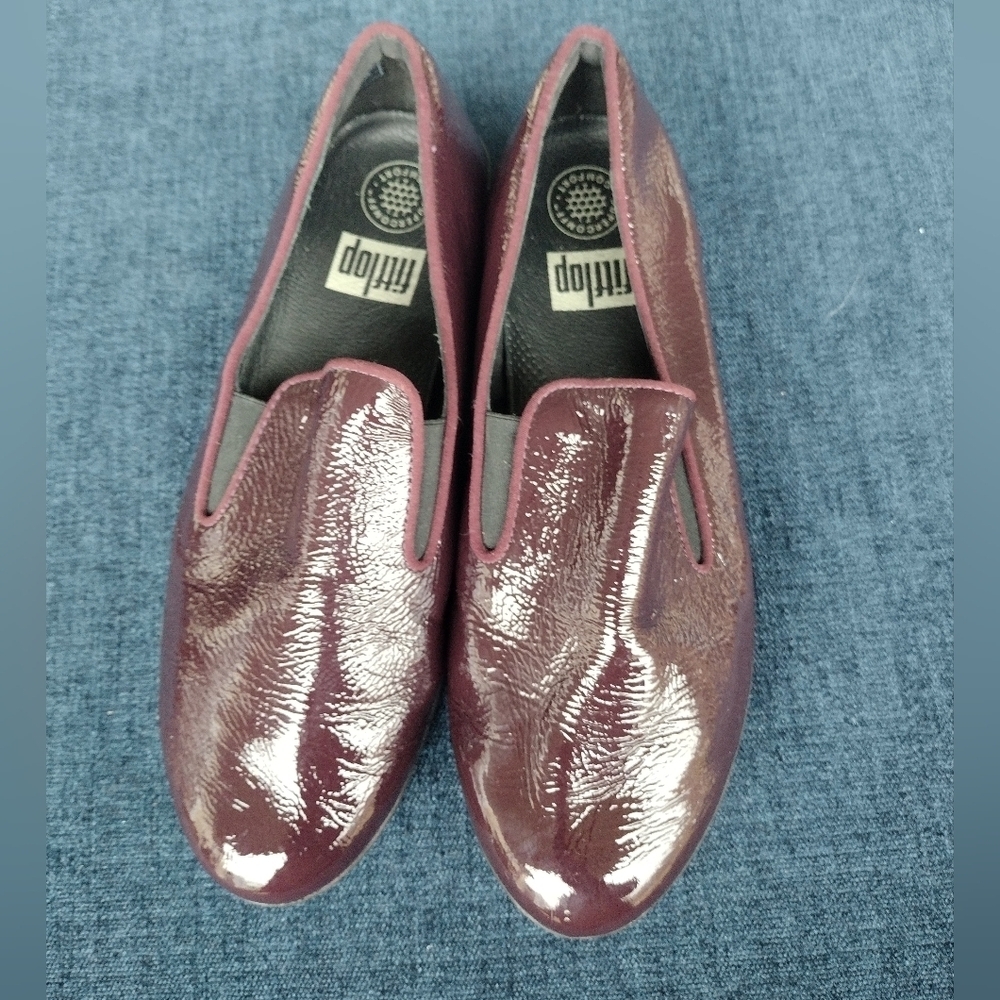 Women's Fitflop Burgundy Leather Slip-On comfort Loafers, Size 8.5